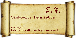 Sinkovits Henrietta névjegykártya